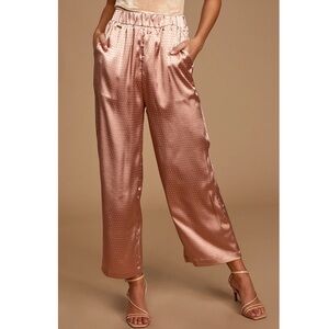 Seek You Out Mauve Pink Polka Dot Satin Wide-Leg Pants